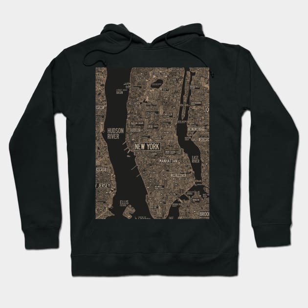 new york city map drawing Hoodie by ol1ie